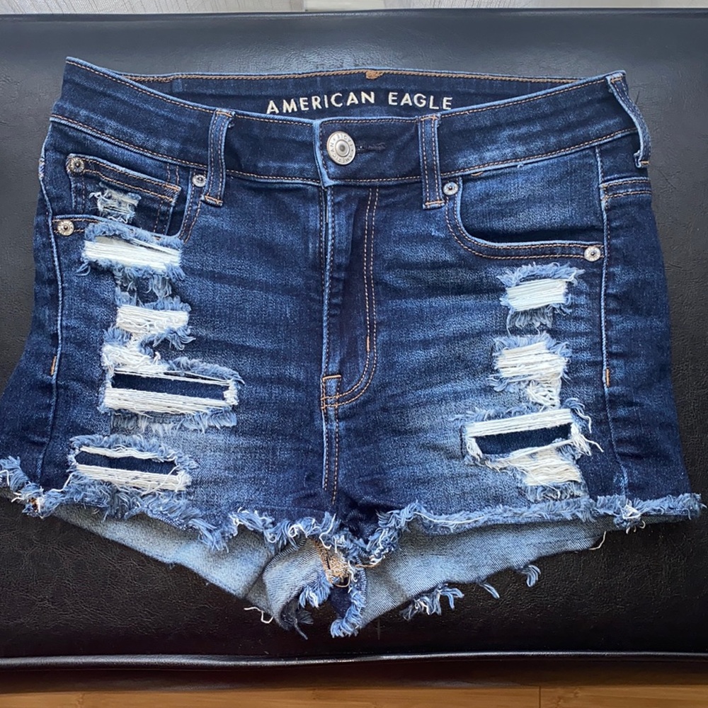 american eagle high rise stretch denim shorts